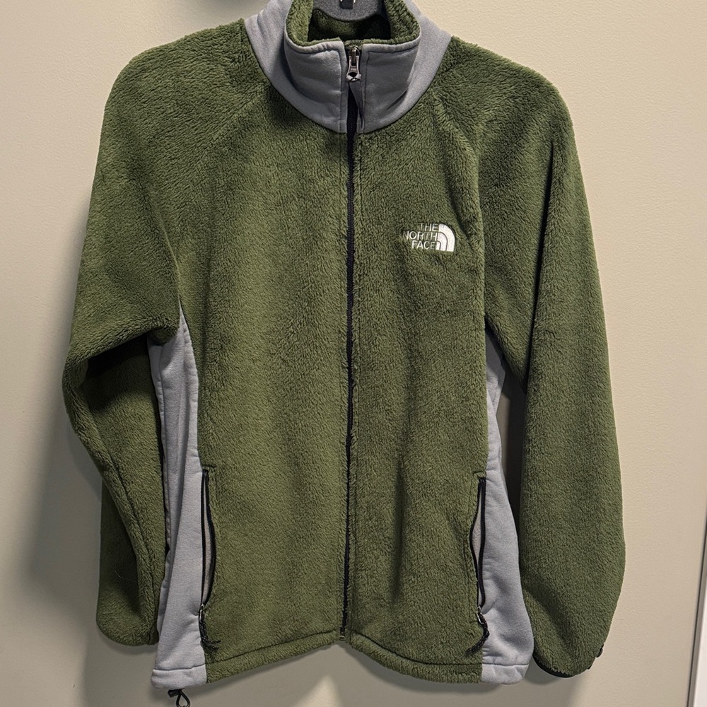 The North Face Green and Gray Fleece Jacket EUC